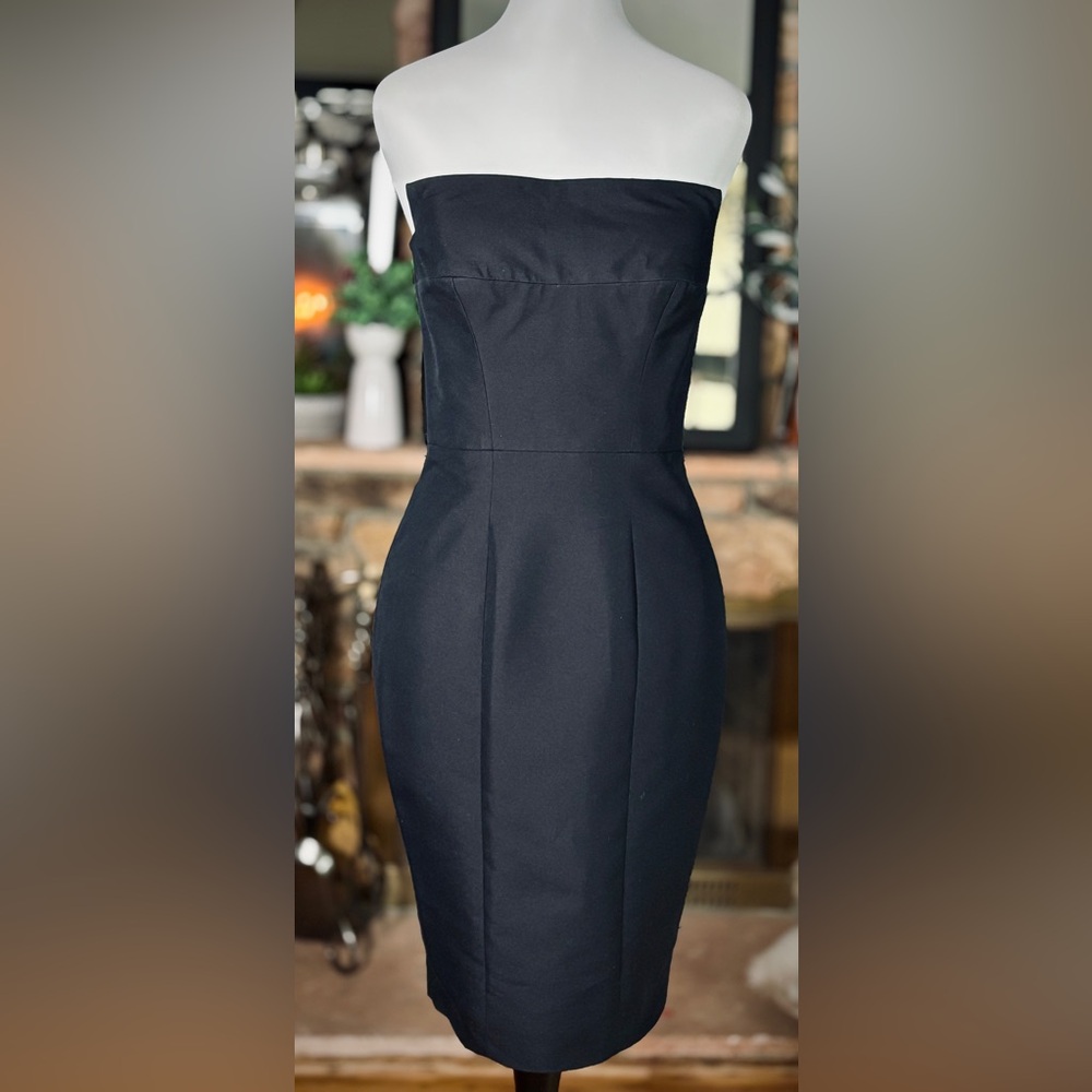 DSQUARED2 Black Cotton & Silk Strapless Square Top Wiggle Dress, Szs 38/2 & 40/4